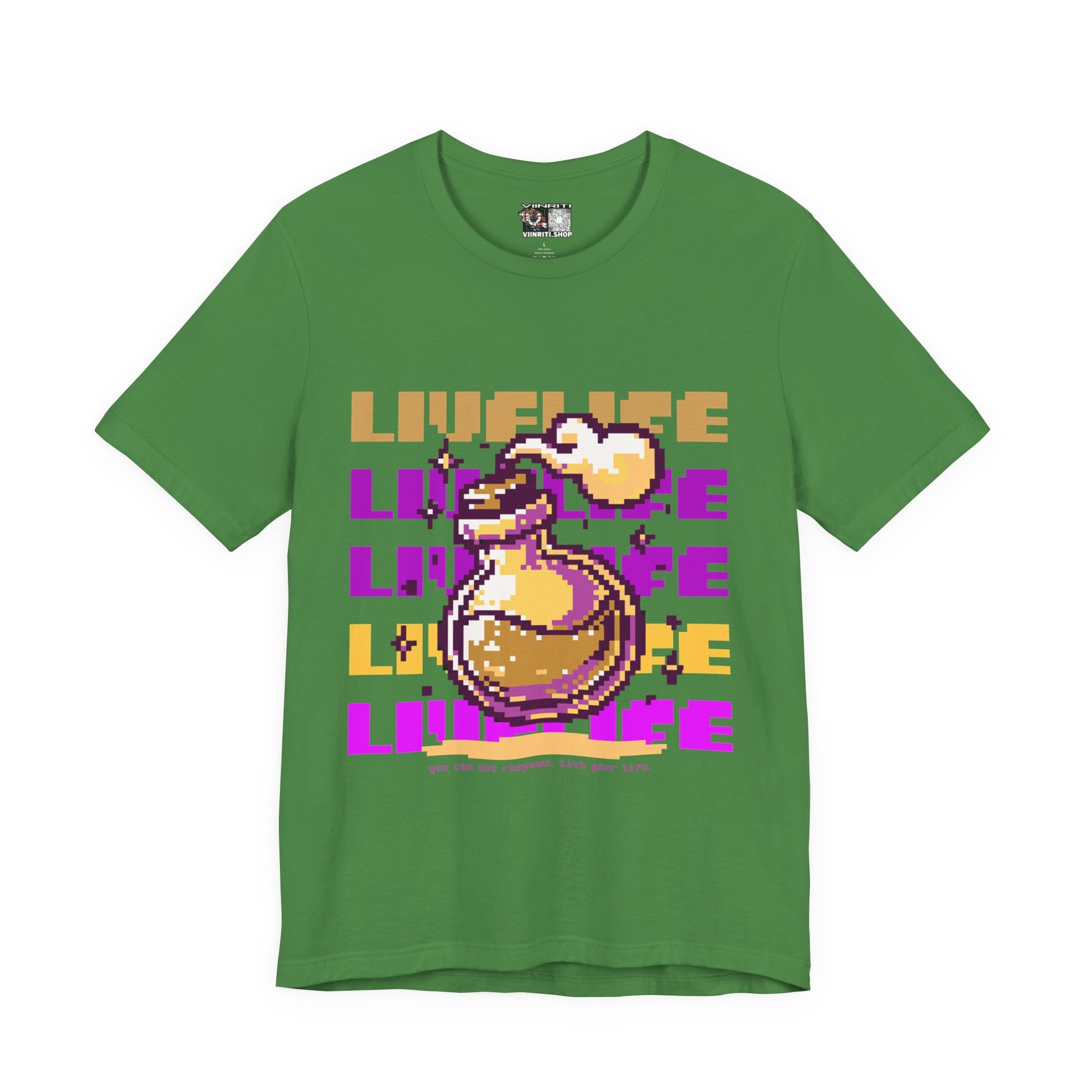 Live Life Pixel Frog Graphic Tee — Retro Gaming Nature T-Shirt