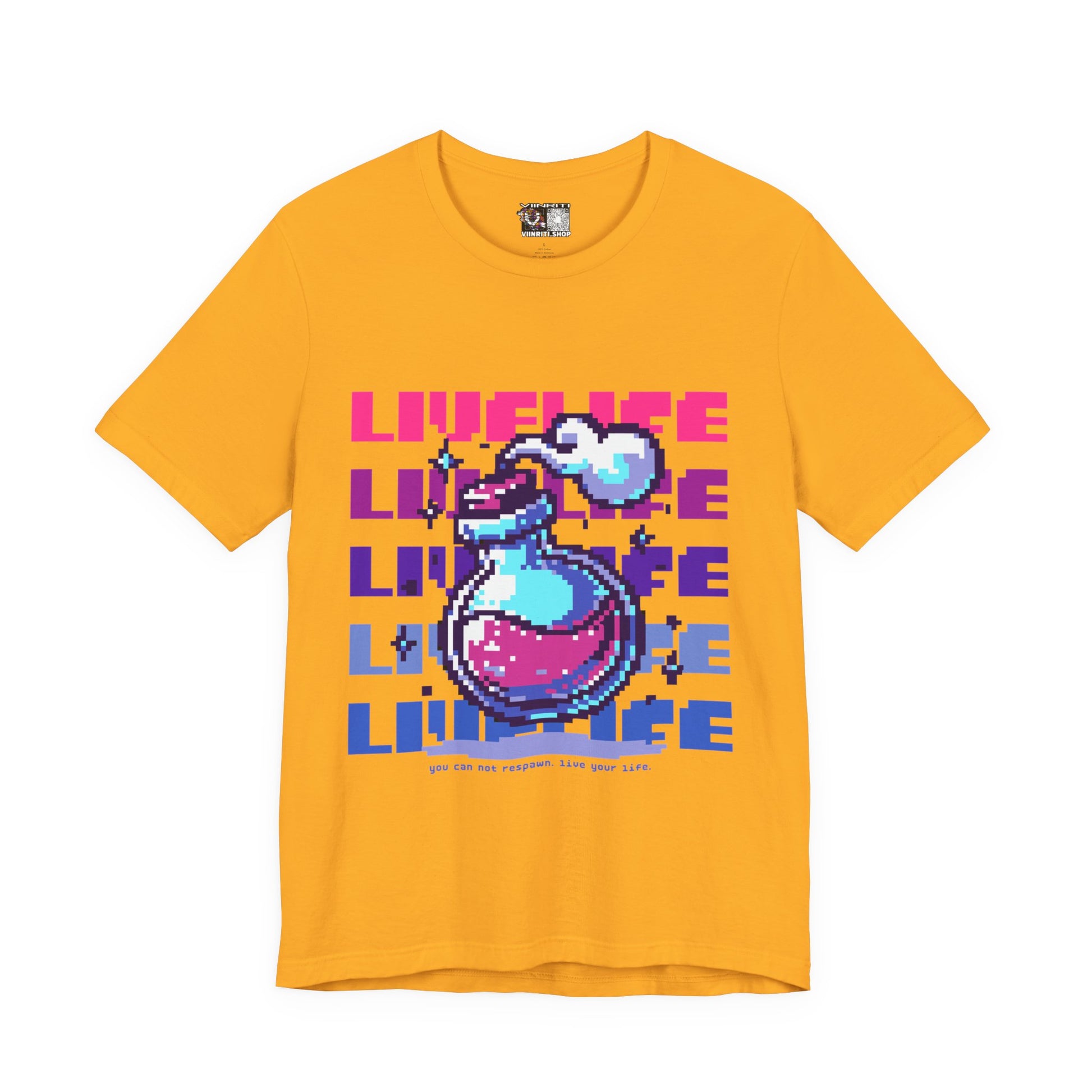 Live Life Pixel Frog Graphic Tee — Retro Gaming Nature T-Shirt