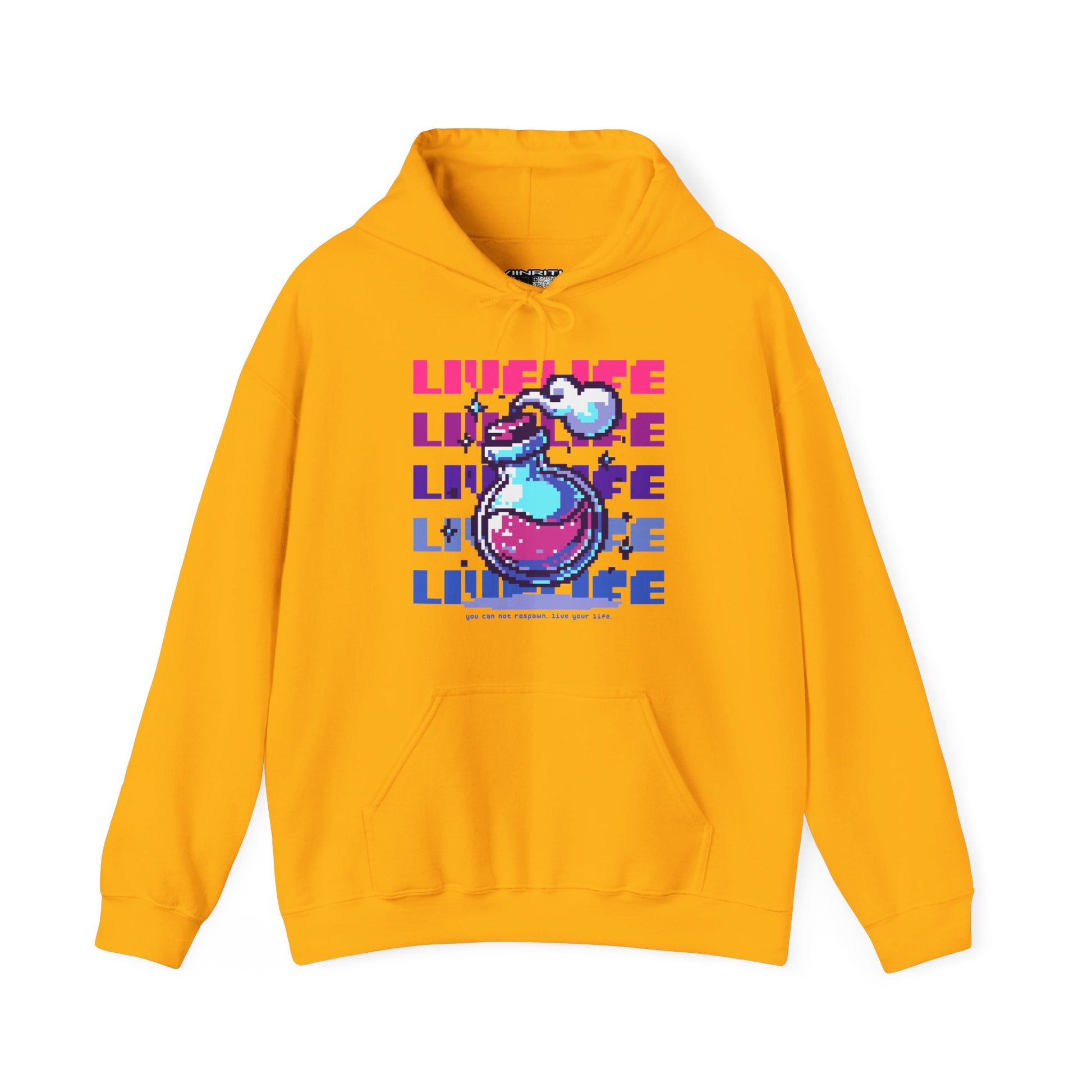 Live Life Dino Hoodie — Cute Retro Cartoon T-Rex Graphic Sweatshirt