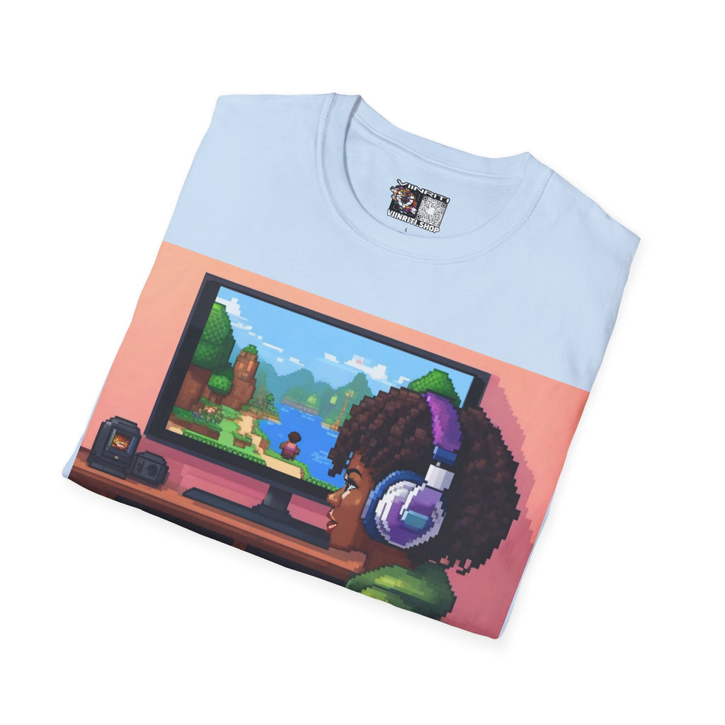 Girl Gamer T-Shirt — Retro Pixel Art ‘GIRL GAMER HERE!’ Tee for Female Gamers