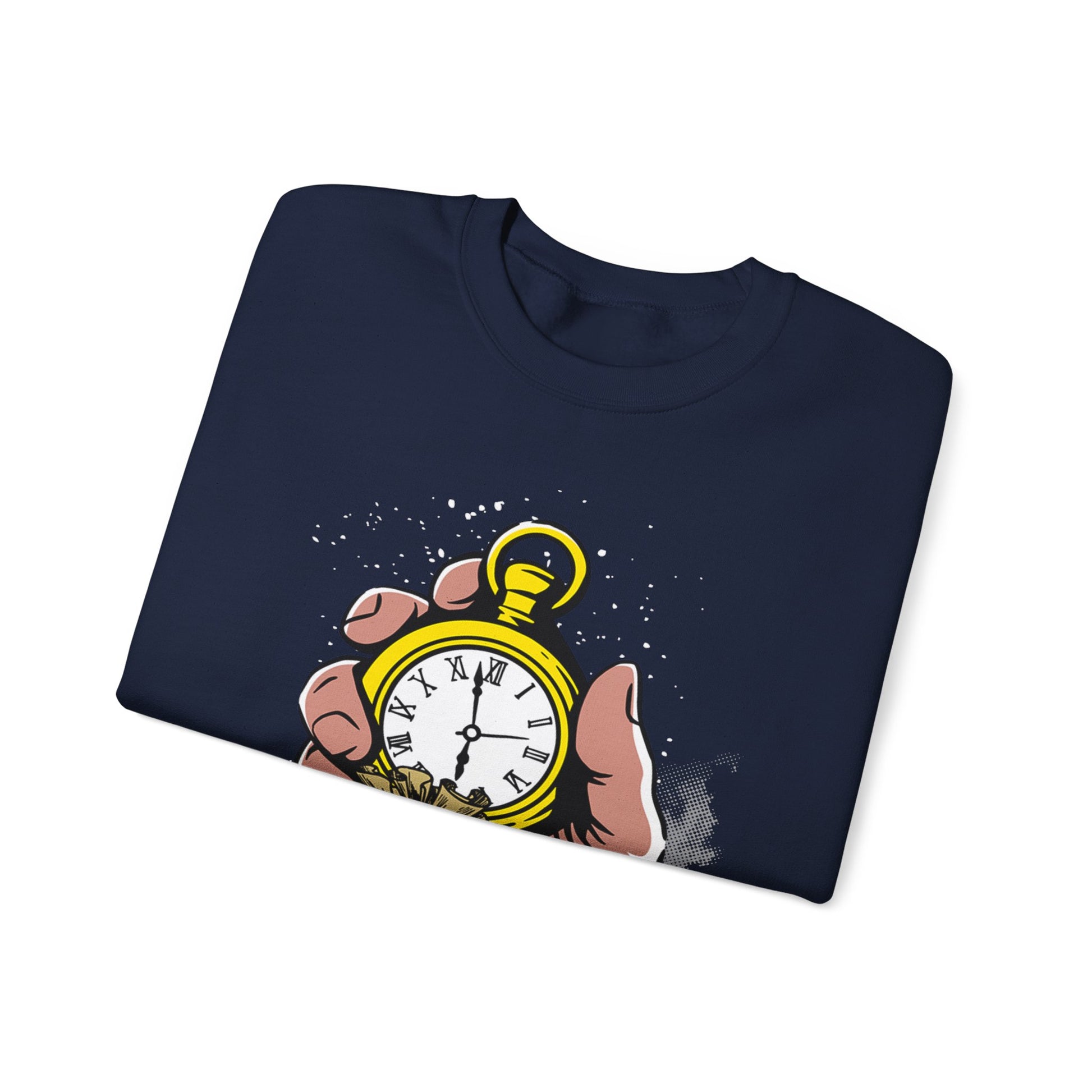 Time Is Money Crewneck Sweatshirt — Vintage Pocket Watch Graphic