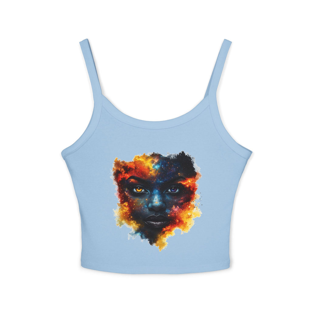 Cosmic Girl  Crop Tank Top — Abstract Galaxy Face Art