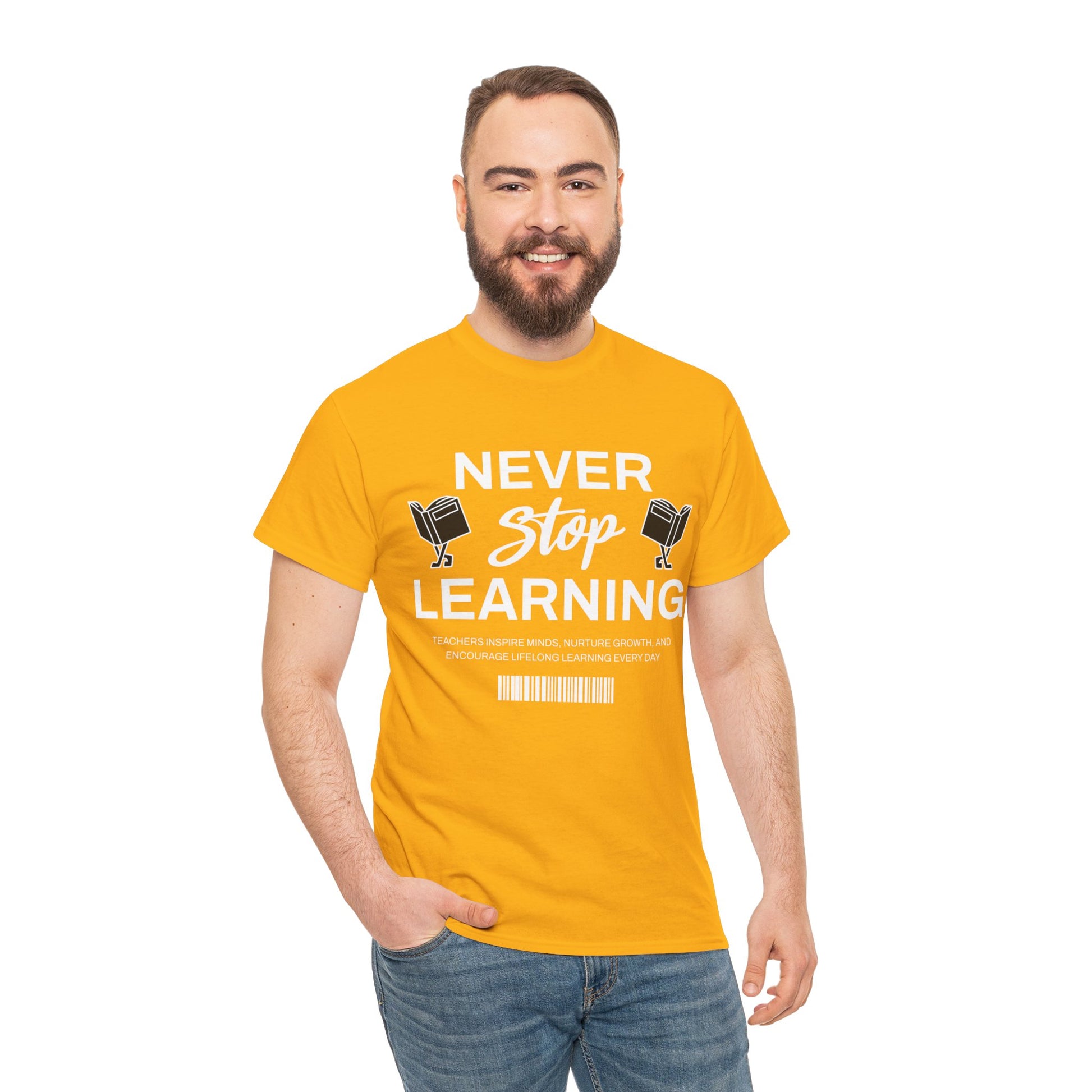 Never Stop Learning T-Shirt — Inspirational Teacher / Student Education Tee