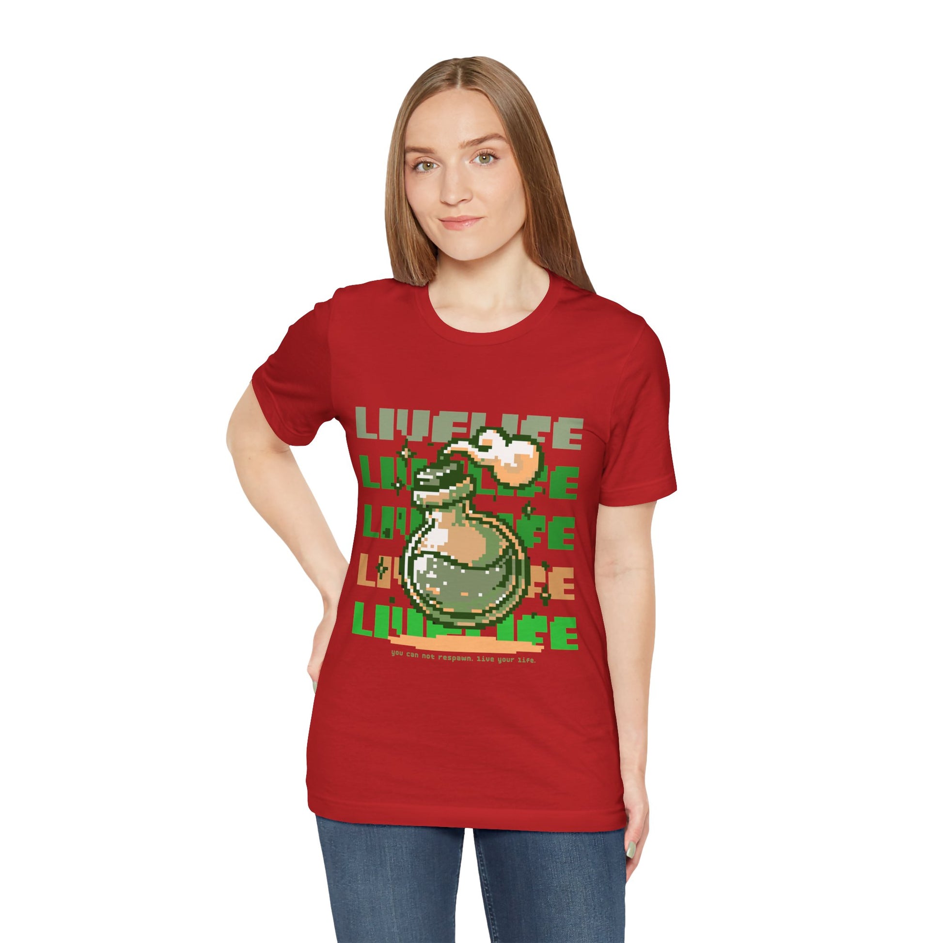 Live Life Pixel Frog Graphic Tee — Retro Gaming Nature T-Shirt