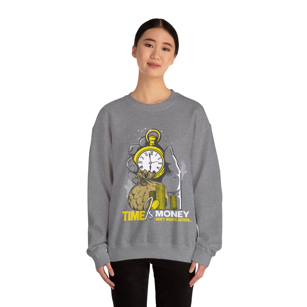 Time Is Money Crewneck Sweatshirt — Vintage Pocket Watch Graphic