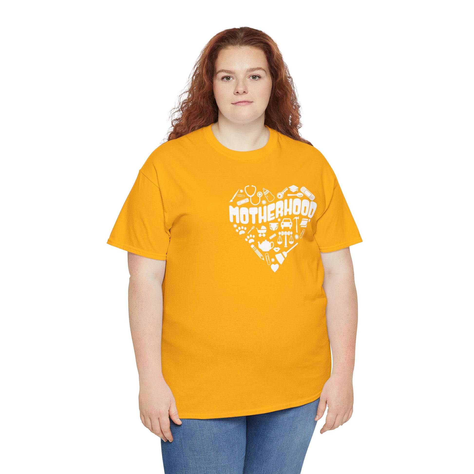Motherhood Heart Tee — Mom Life Graphic T-Shirt