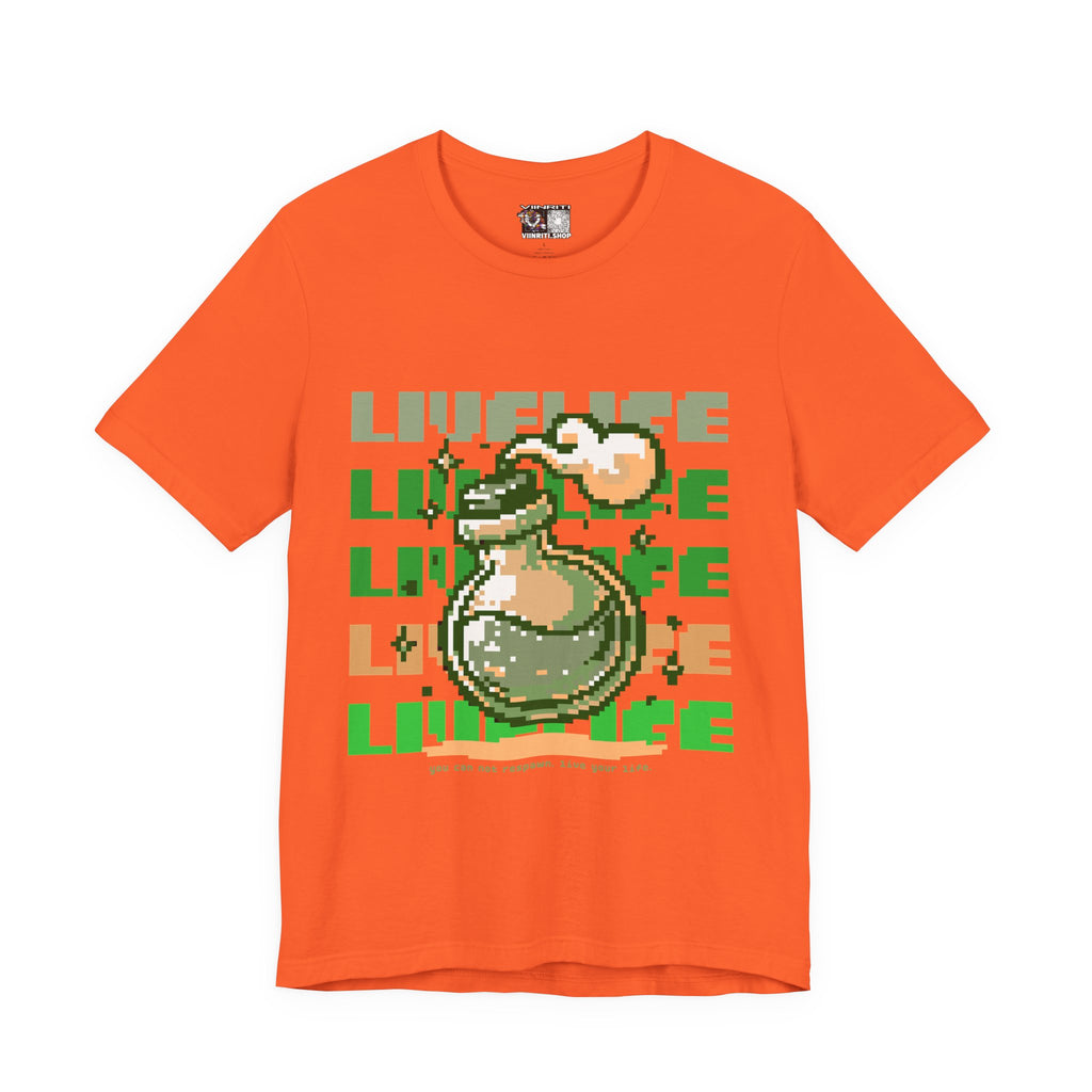 Live Life Pixel Frog Graphic Tee — Retro Gaming Nature T-Shirt