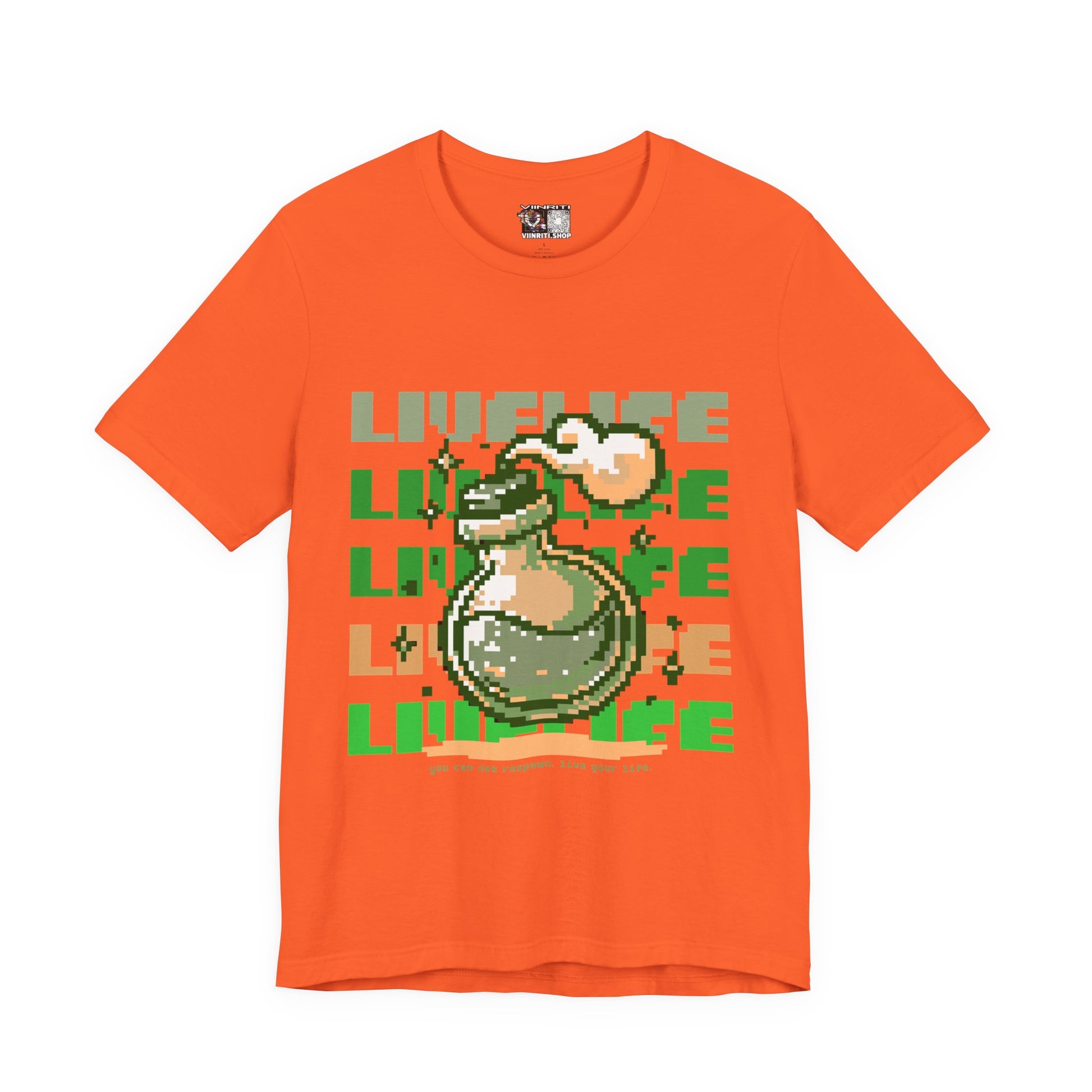Live Life Pixel Frog Graphic Tee — Retro Gaming Nature T-Shirt