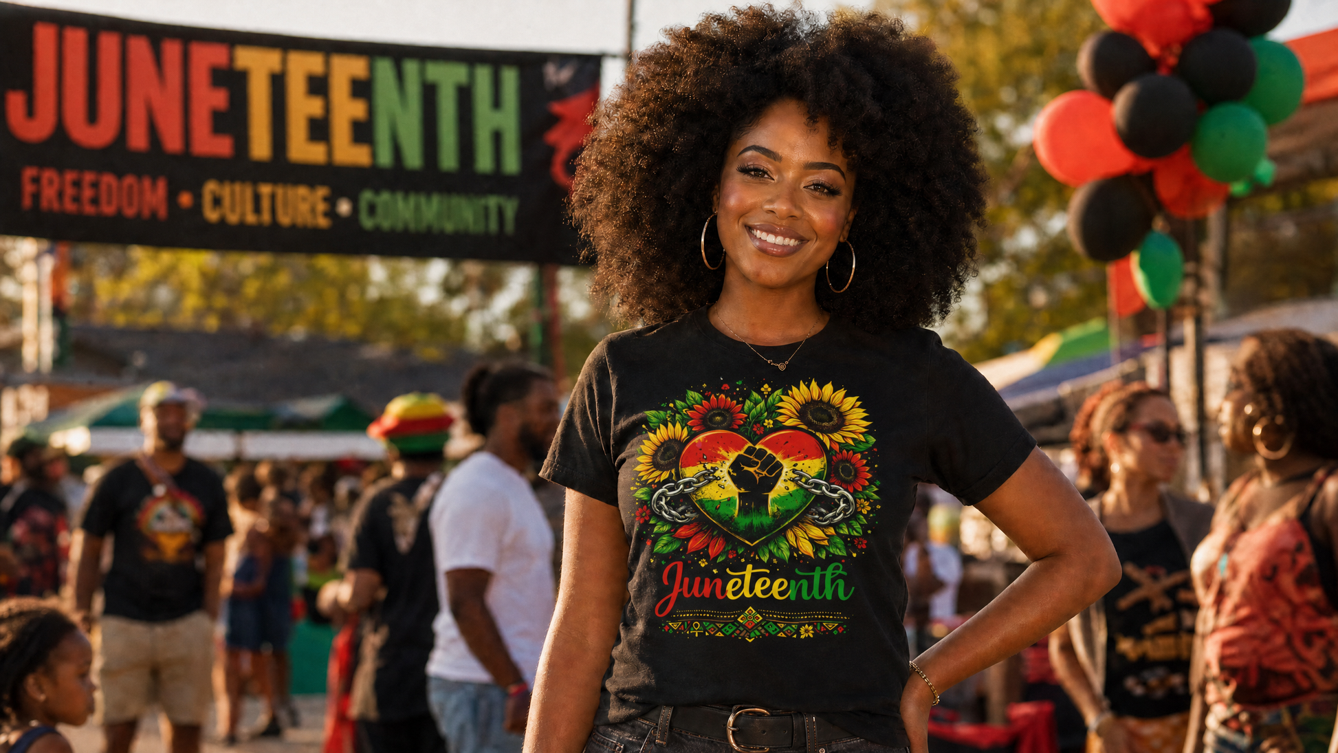 Juneteenth Heart Fist T-Shirt — Black History Celebration Tee