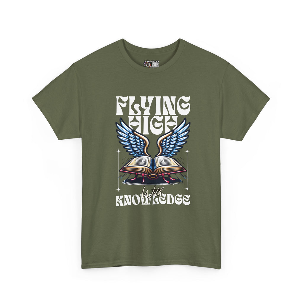 ""Flying High Knowledge T-Shirt — Vintage Winged Book Graphic Tee