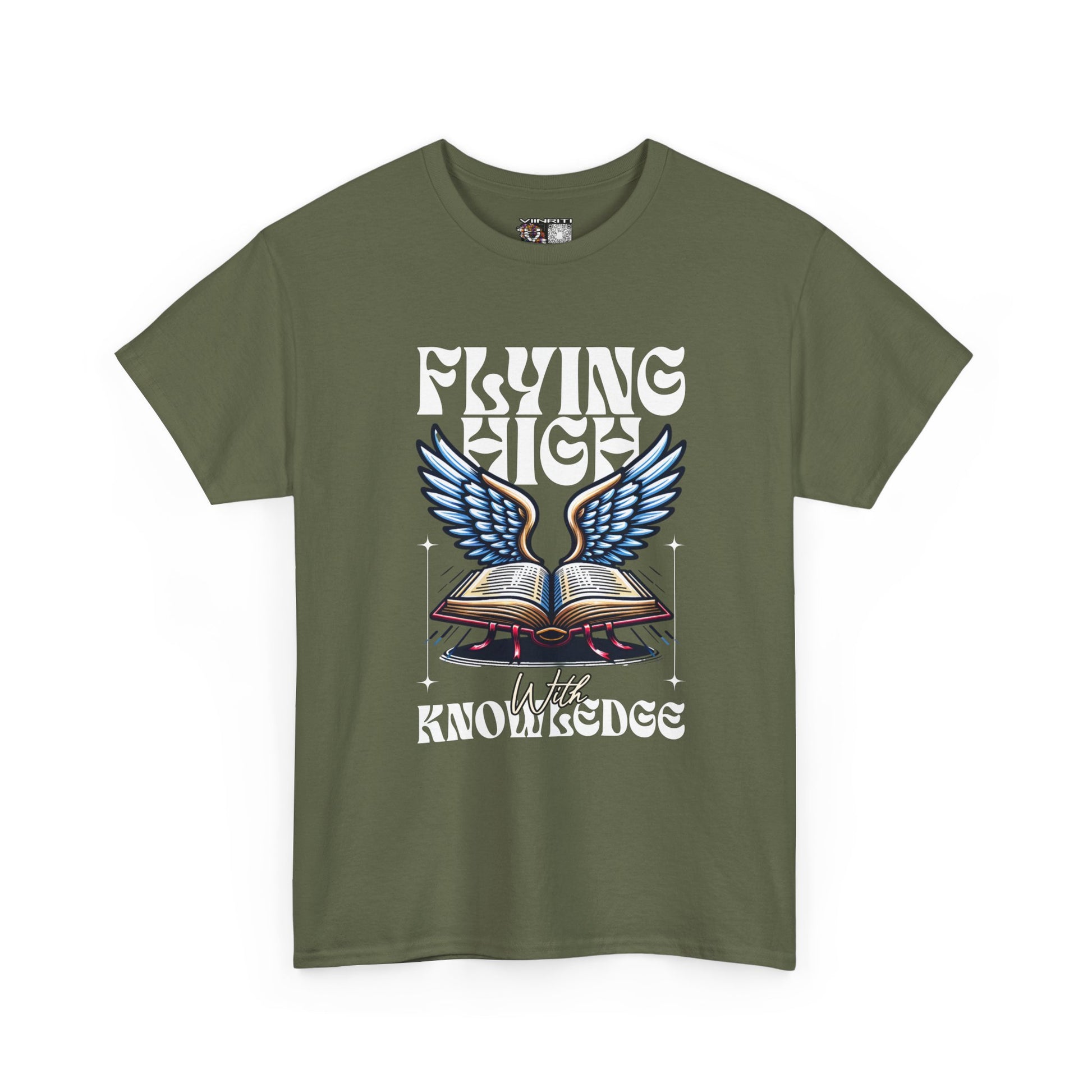 ""Flying High Knowledge T-Shirt — Vintage Winged Book Graphic Tee