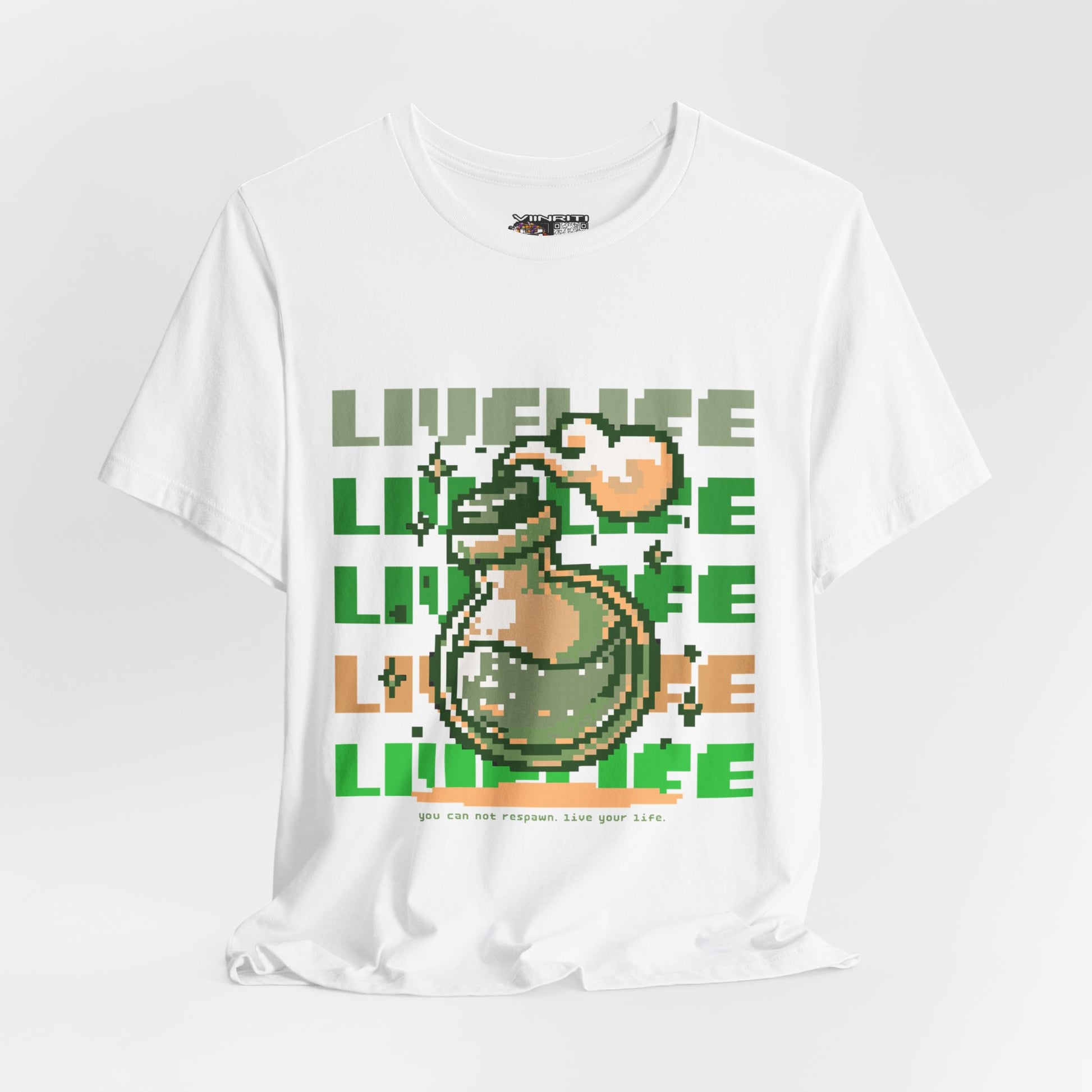 Live Life Pixel Frog Graphic Tee — Retro Gaming Nature T-Shirt