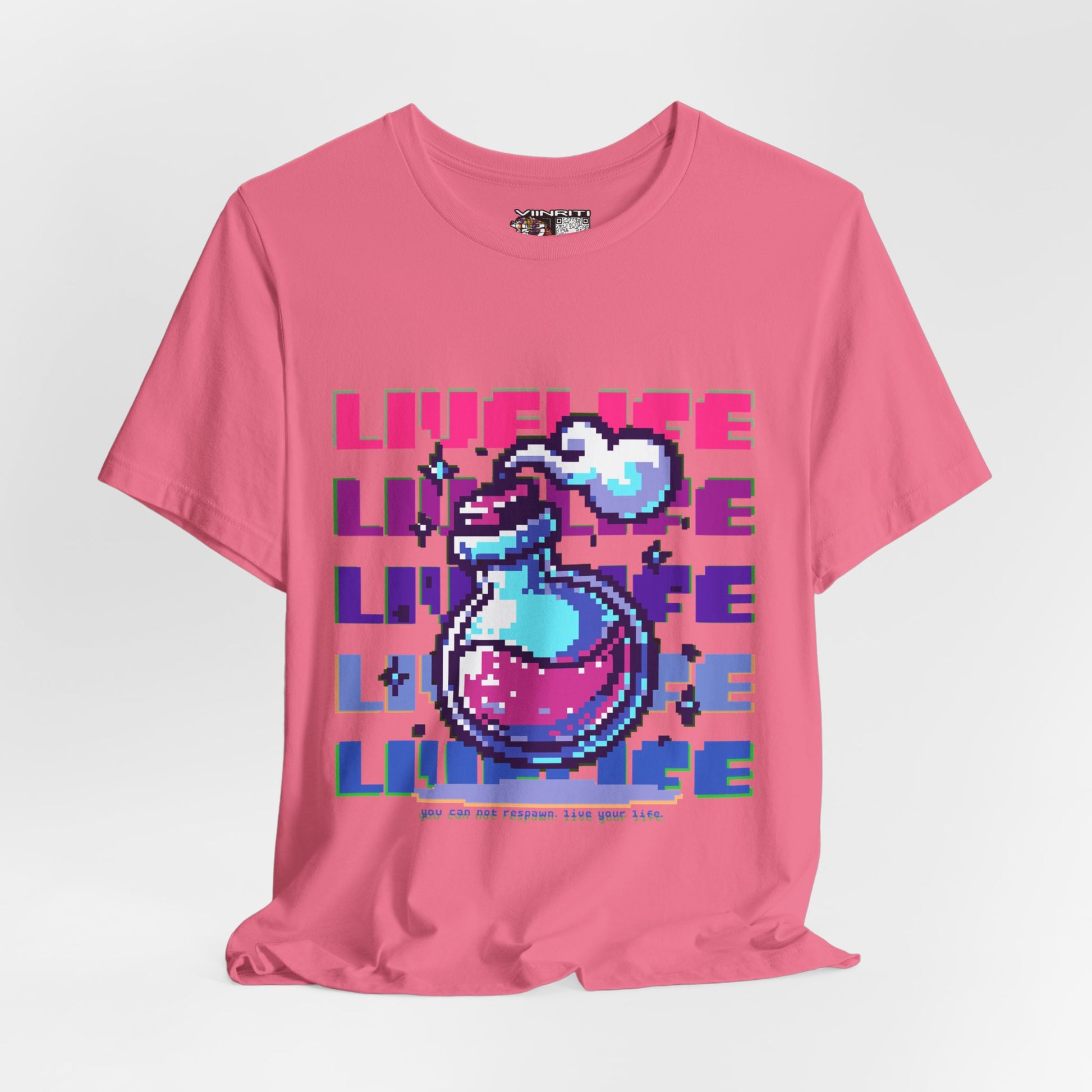 Live Life Pixel Frog Graphic Tee — Retro Gaming Nature T-Shirt
