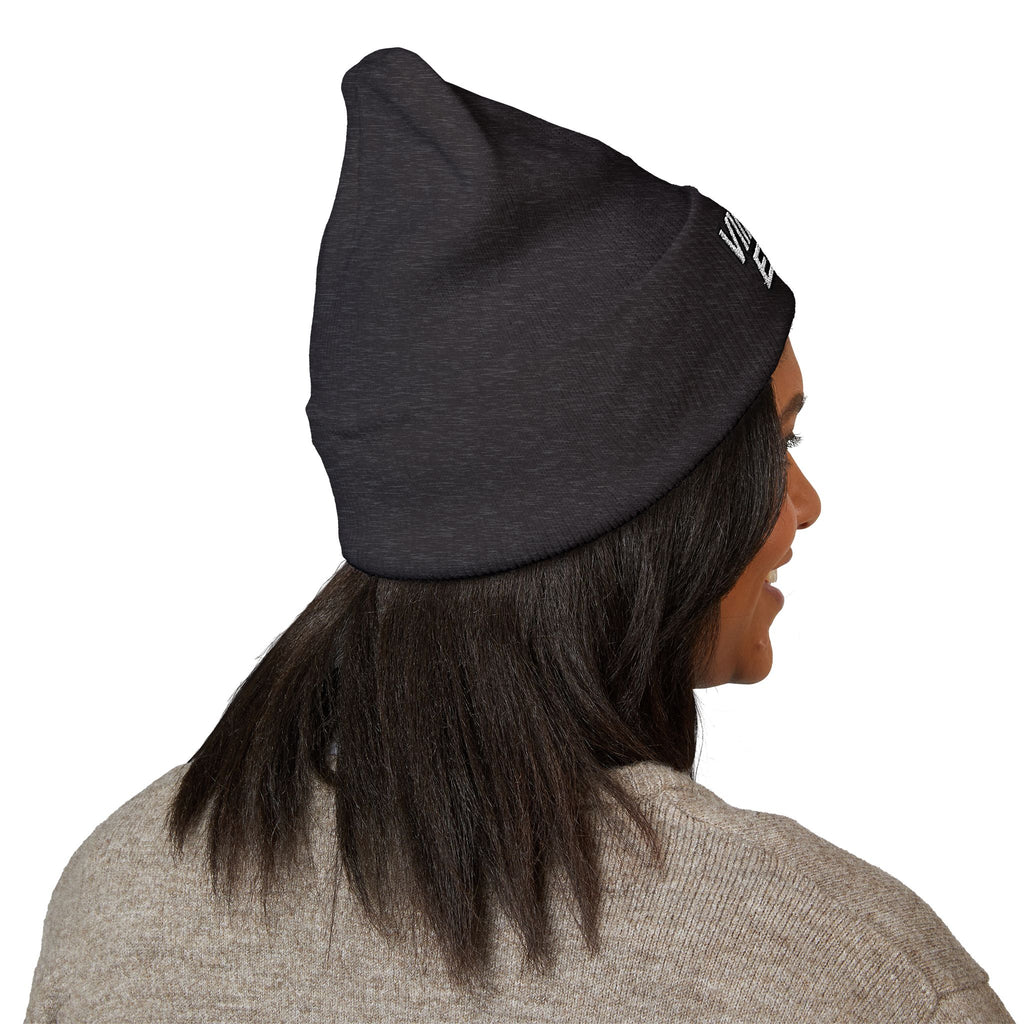 Embroidered 'Viinriti Est' Cuffed Beanie — Classic Knit Winter Hat