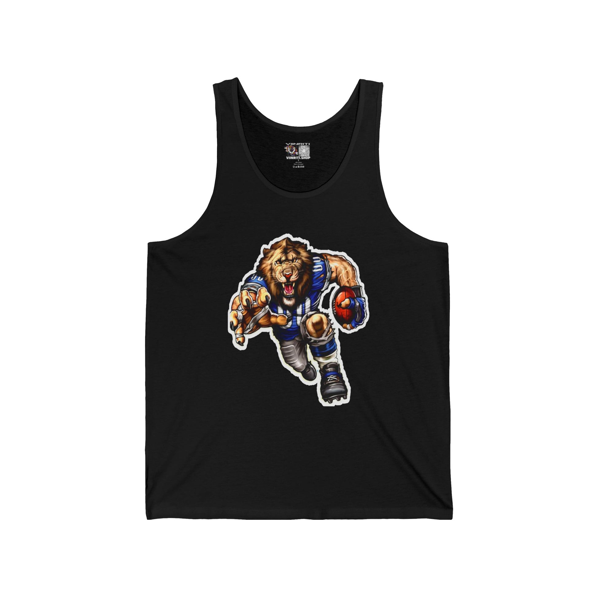 Lion Football Player Tank Top — Athletic Mascot Graphic Jersey Tank