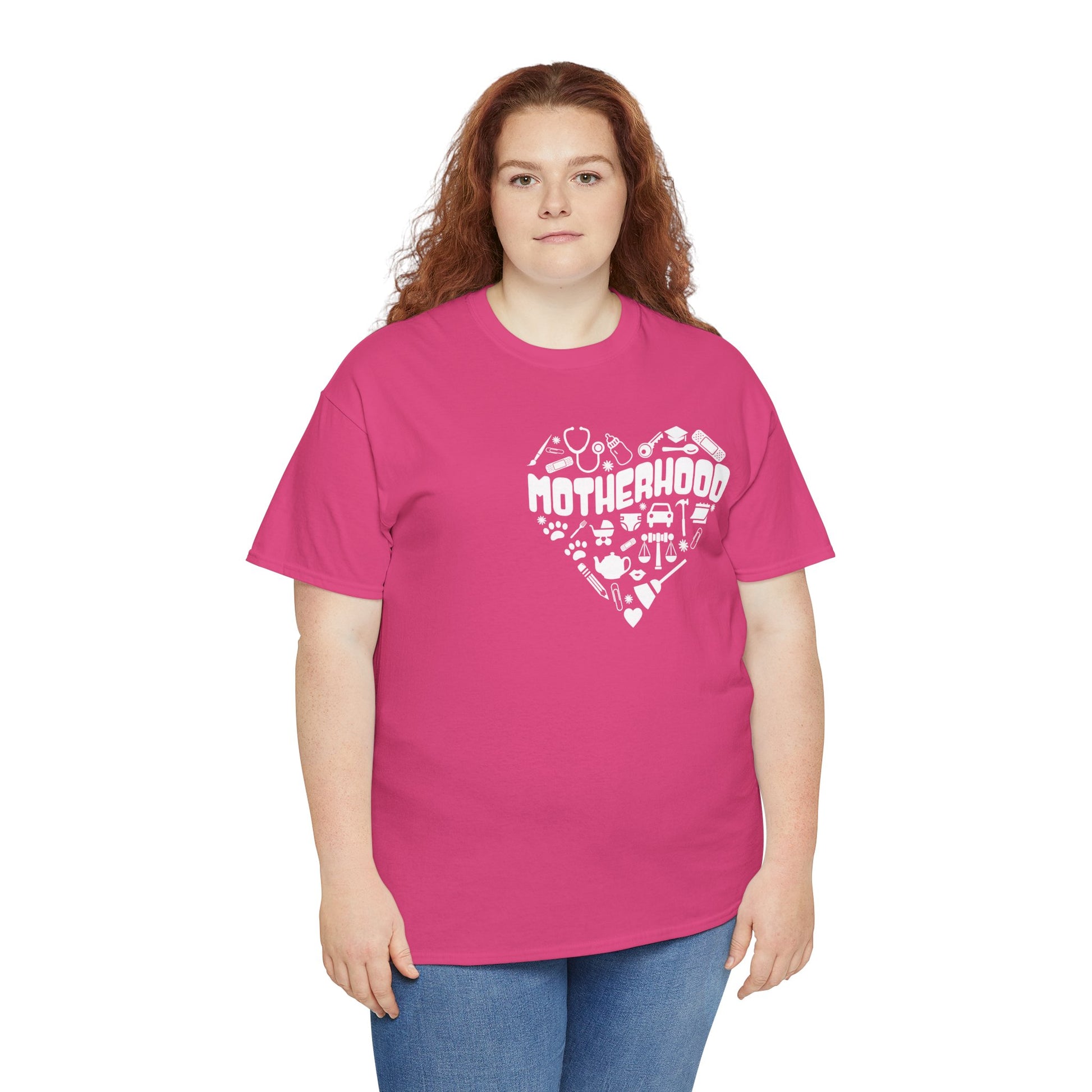 Motherhood Heart Tee — Mom Life Graphic T-Shirt