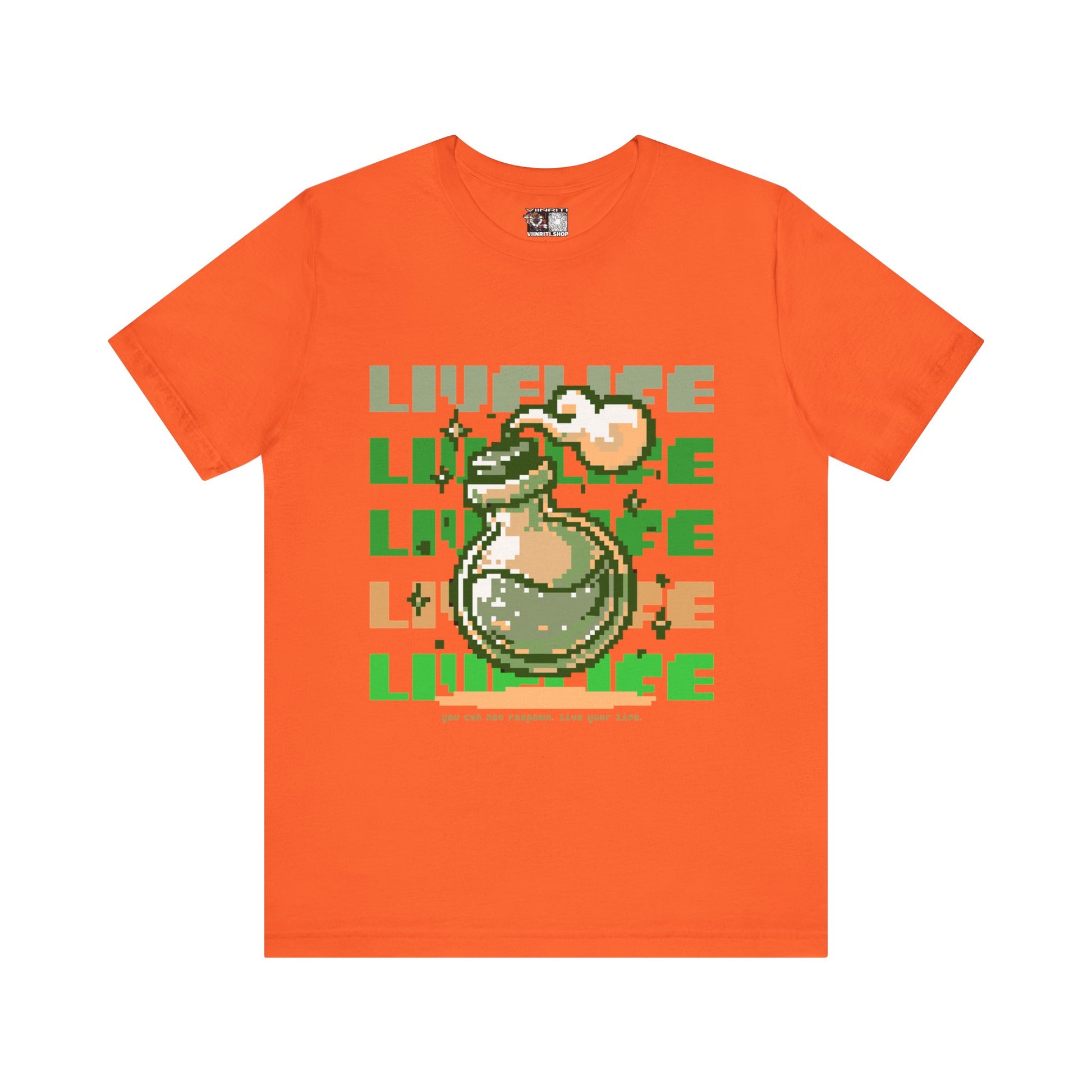 Live Life Pixel Frog Graphic Tee — Retro Gaming Nature T-Shirt