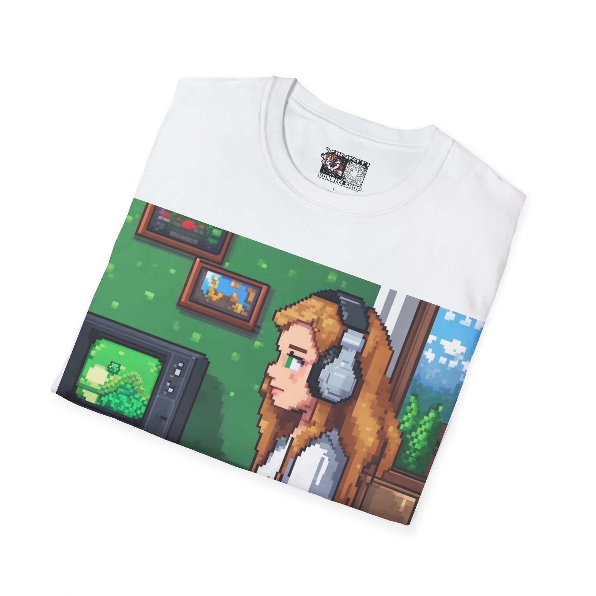 Girl Gamer Here Pixel Art T-Shirt — Retro Gaming Tee for Female Gamers
