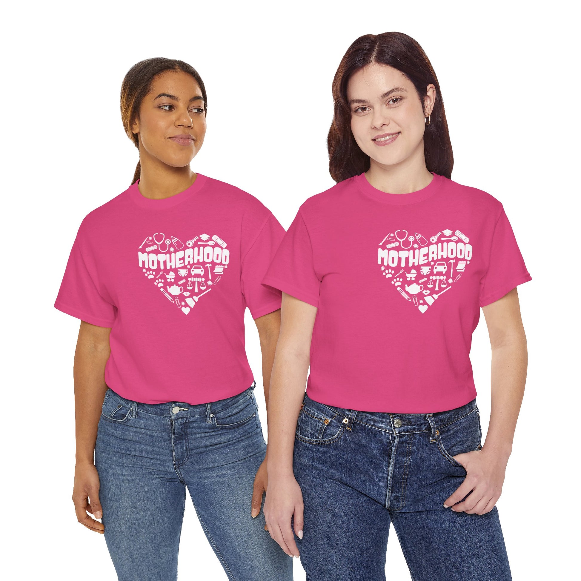 Motherhood Heart Tee — Mom Life Graphic T-Shirt