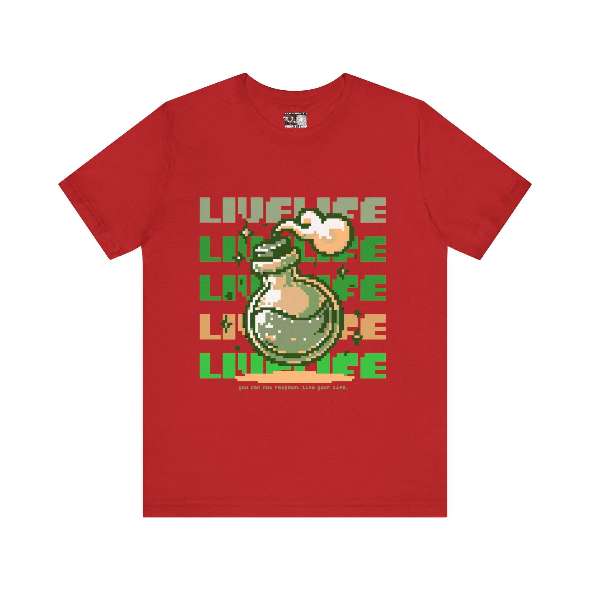 Live Life Pixel Frog Graphic Tee — Retro Gaming Nature T-Shirt
