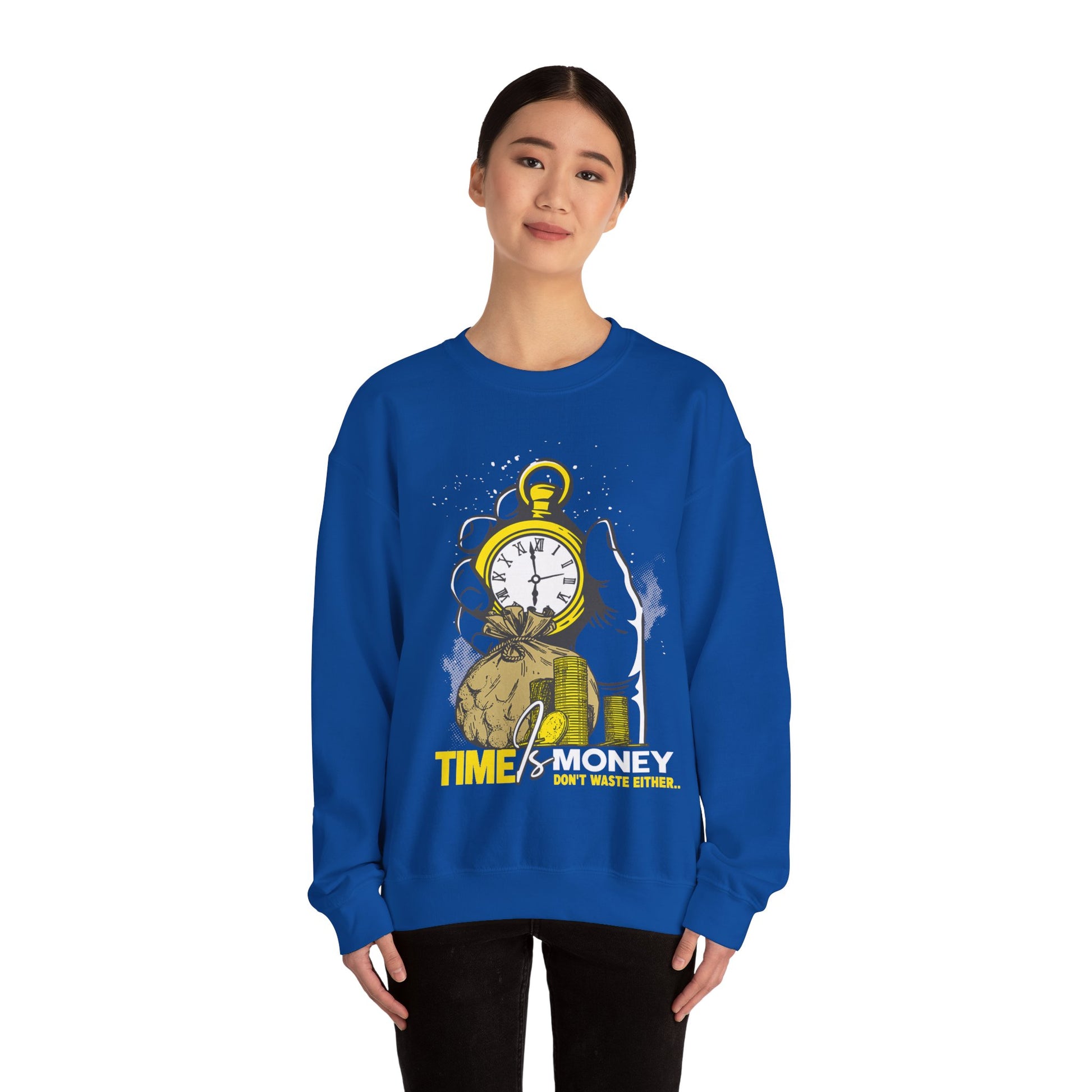 Time Is Money Crewneck Sweatshirt — Vintage Pocket Watch Graphic