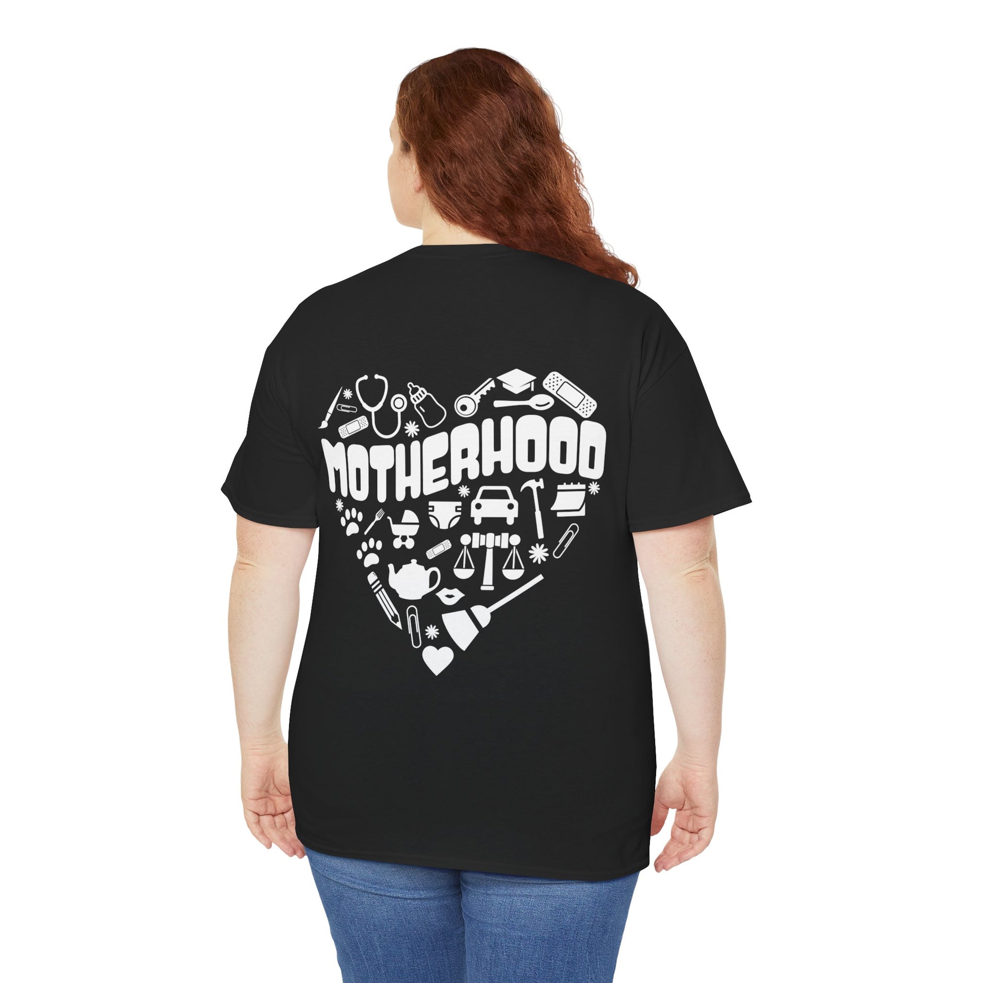 Motherhood Heart Tee — Mom Life Graphic T-Shirt