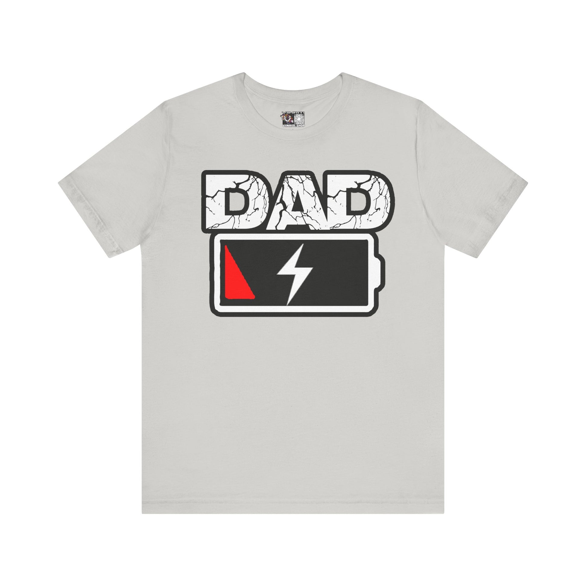 Dad Low Battery T‑Shirt — Funny Father’s Day Exhausted Dad Tee