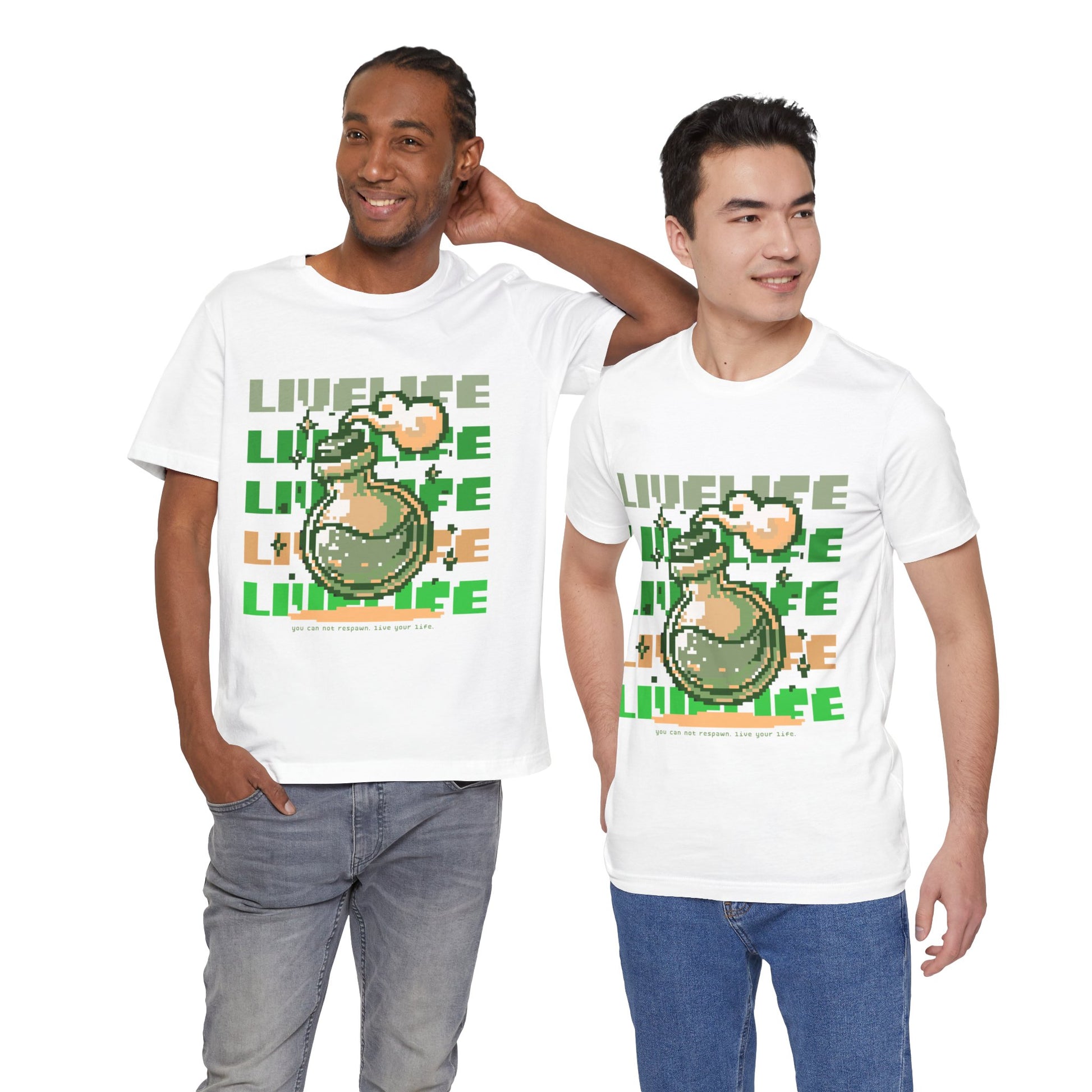 Live Life Pixel Frog Graphic Tee — Retro Gaming Nature T-Shirt