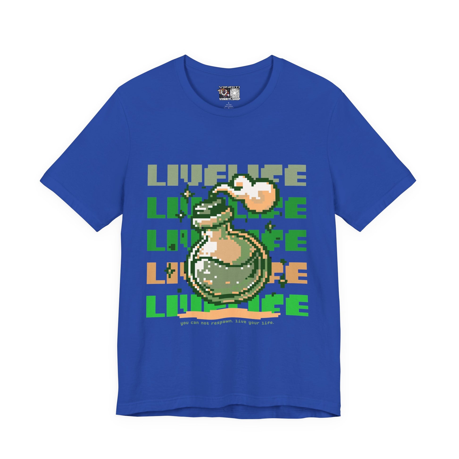 Live Life Pixel Frog Graphic Tee — Retro Gaming Nature T-Shirt