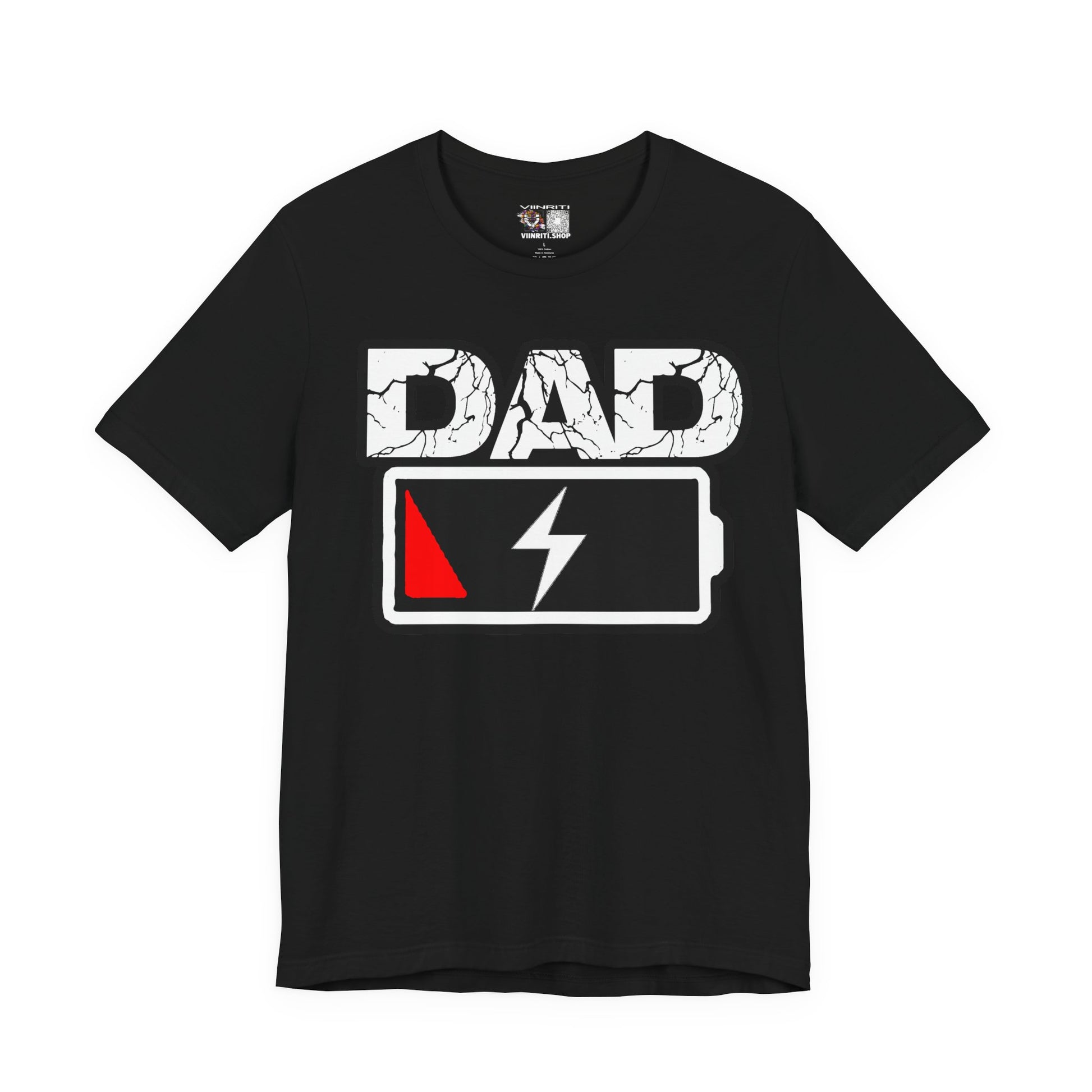 Dad Low Battery T‑Shirt — Funny Father’s Day Exhausted Dad Tee
