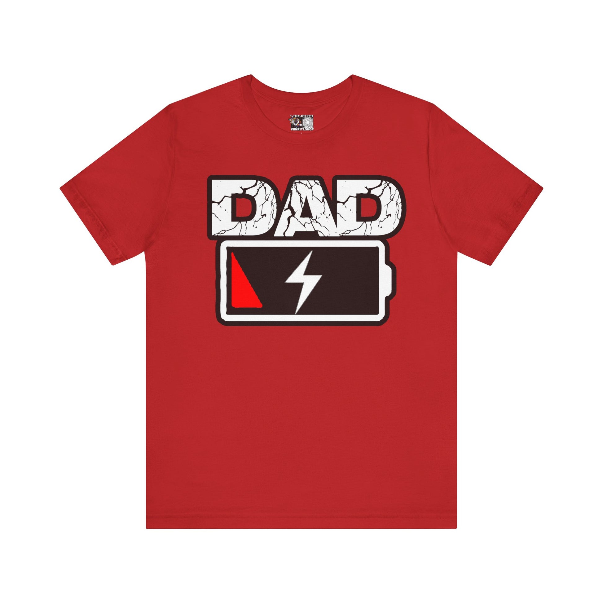 Dad Low Battery T‑Shirt — Funny Father’s Day Exhausted Dad Tee
