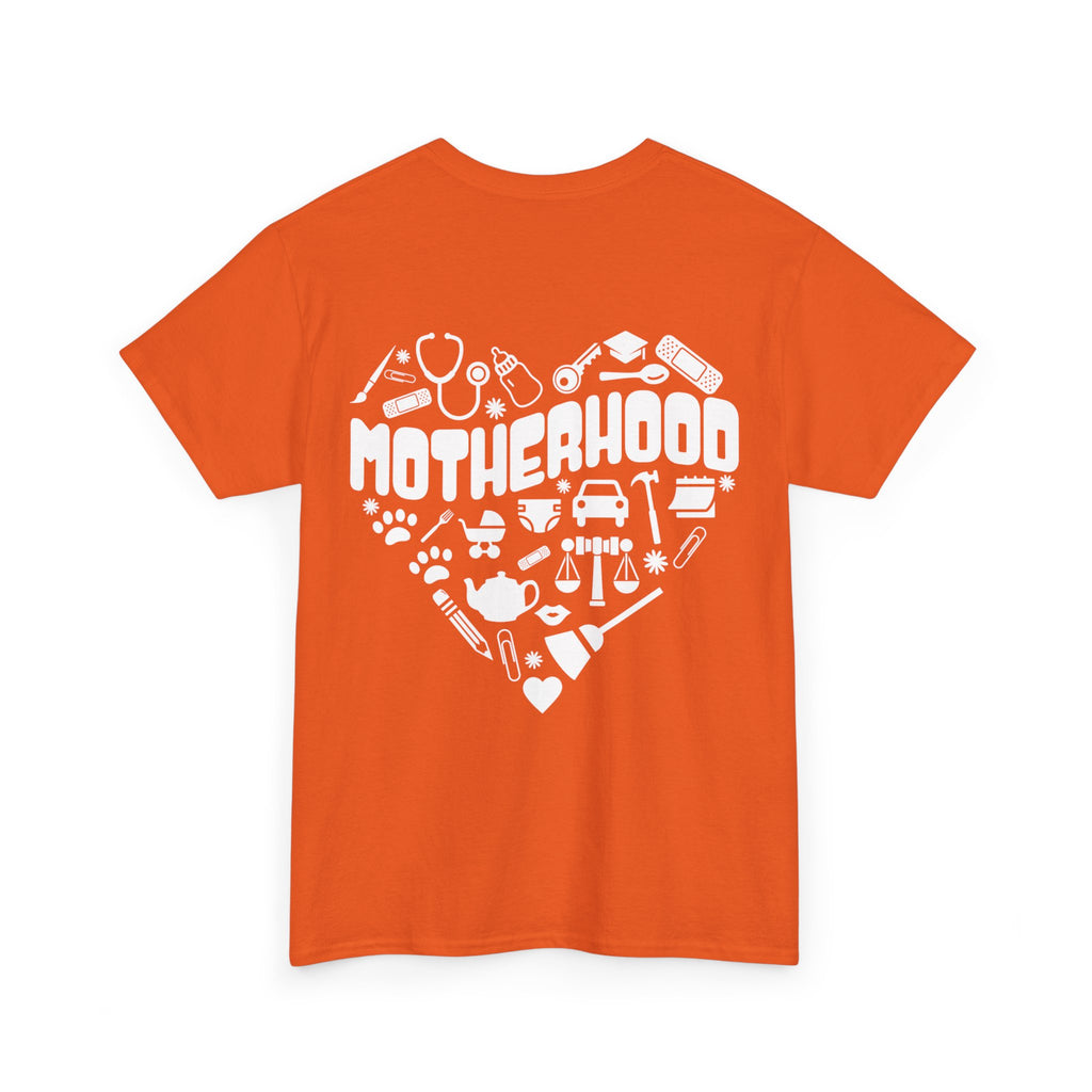Motherhood Heart Tee — Mom Life Graphic T-Shirt