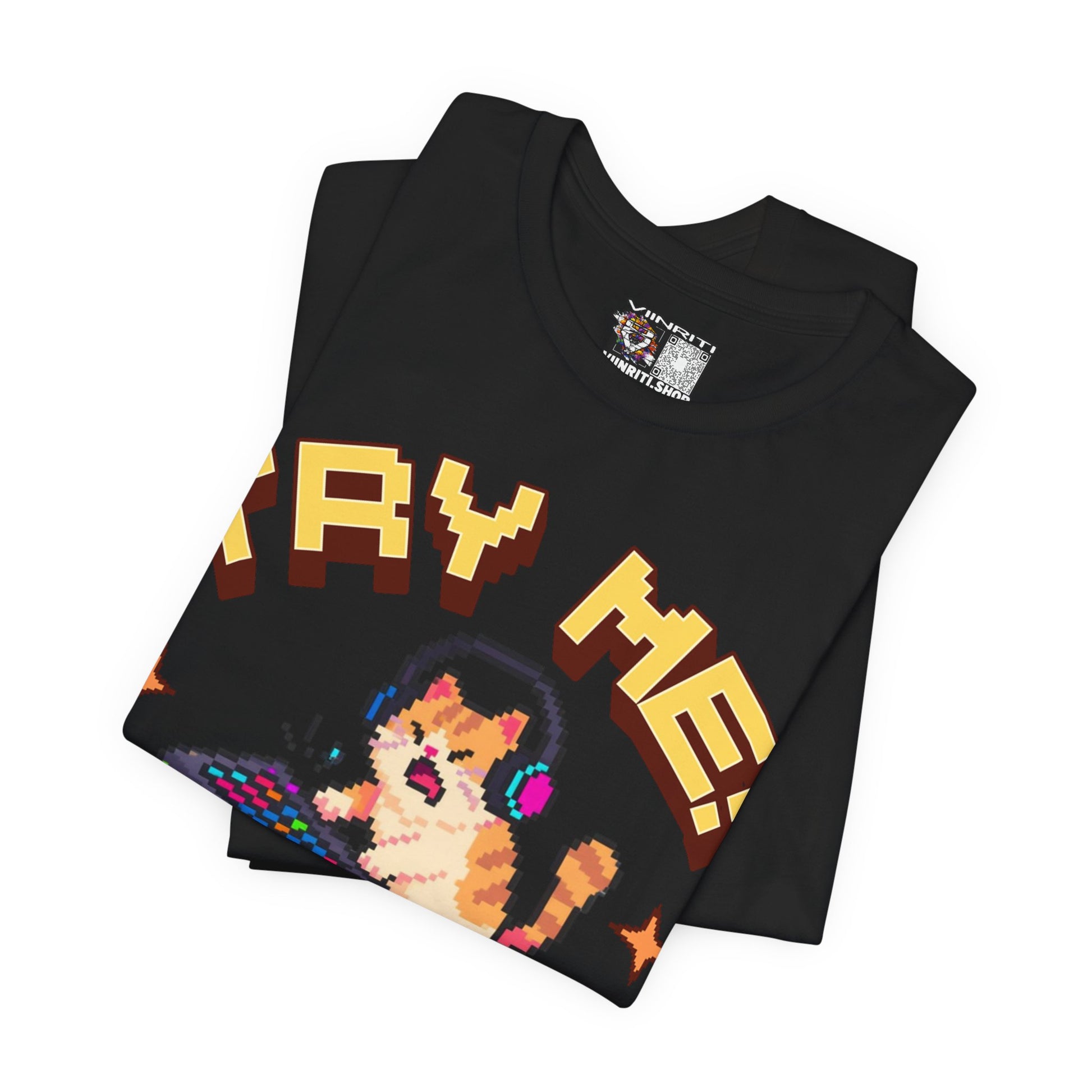 Try Me! Gamer Cat T‑Shirt — "Defeat Is Temporary, Rage Is Forever" Retro Pixel Tee