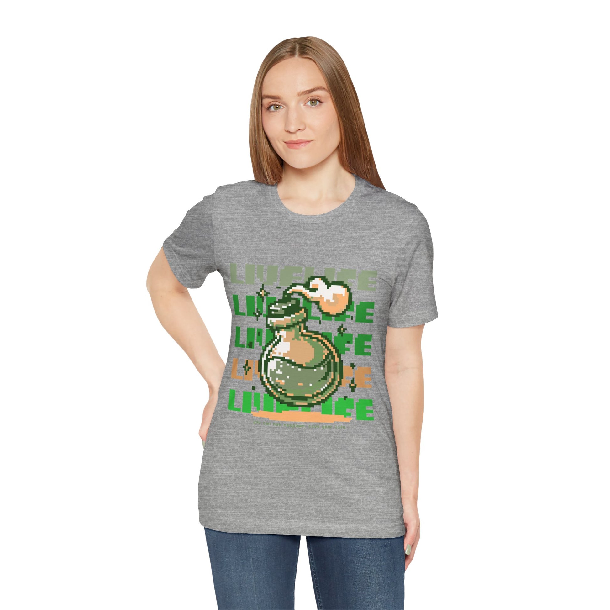 Live Life Pixel Frog Graphic Tee — Retro Gaming Nature T-Shirt