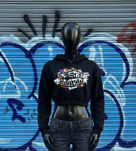 "Vijiriti EST 8 Graffiti Essential Cropped Hoodie
